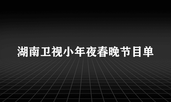 湖南卫视小年夜春晚节目单