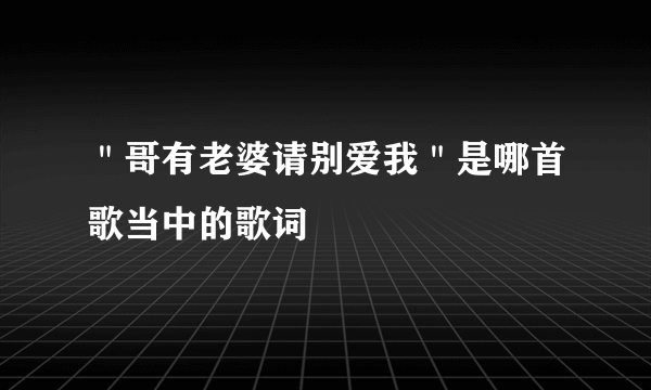 ＂哥有老婆请别爱我＂是哪首歌当中的歌词