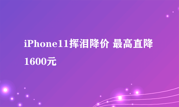 iPhone11挥泪降价 最高直降1600元