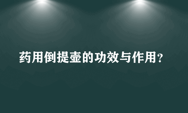 药用倒提壶的功效与作用？