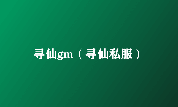 寻仙gm（寻仙私服）