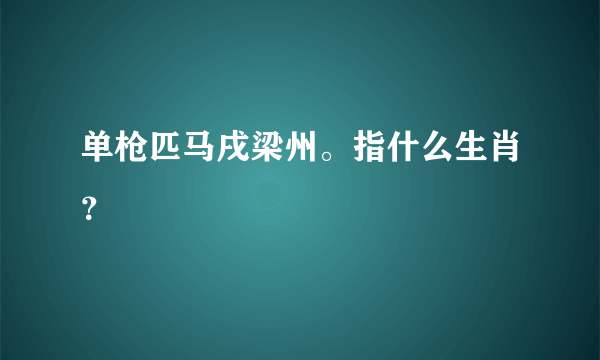 单枪匹马戌梁州。指什么生肖？