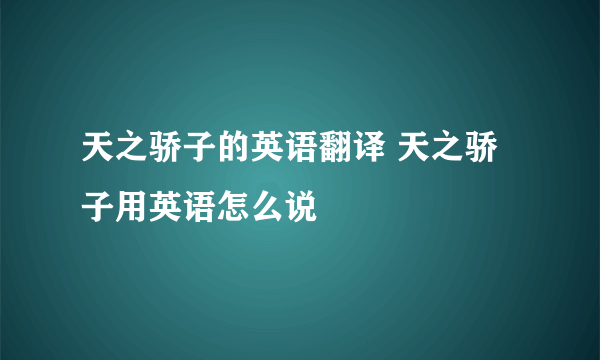 天之骄子的英语翻译 天之骄子用英语怎么说