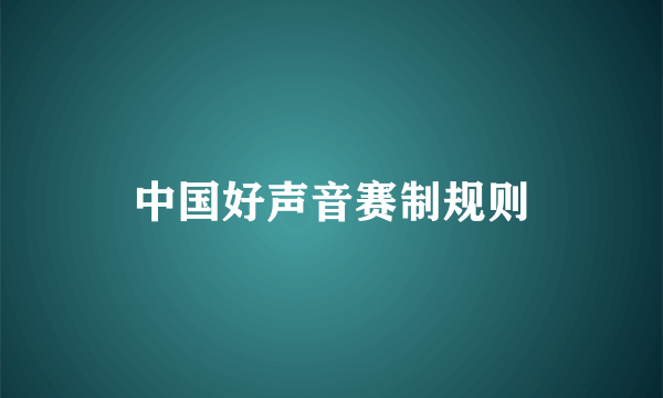 中国好声音赛制规则