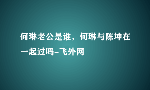 何琳老公是谁，何琳与陈坤在一起过吗-飞外网