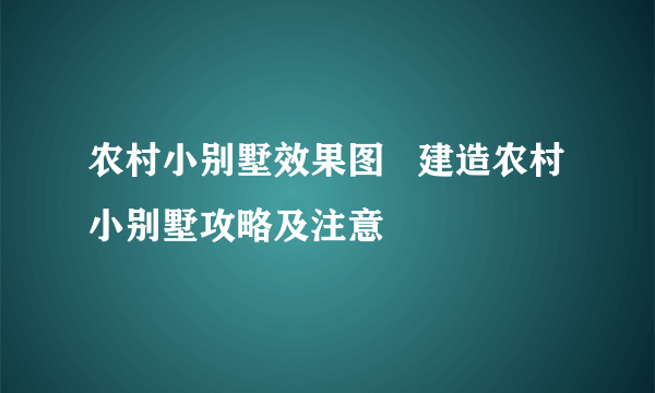 农村小别墅效果图   建造农村小别墅攻略及注意