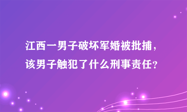 江西一男子破坏军婚被批捕，该男子触犯了什么刑事责任？