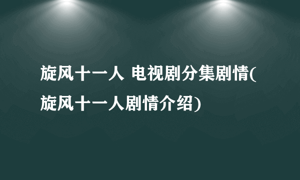 旋风十一人 电视剧分集剧情(旋风十一人剧情介绍)