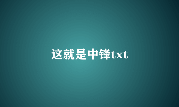 这就是中锋txt