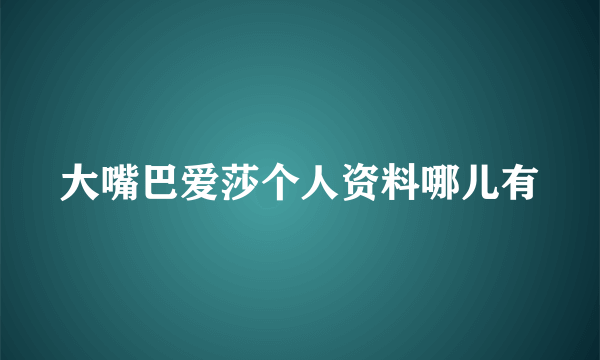 大嘴巴爱莎个人资料哪儿有