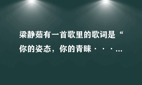 梁静茹有一首歌里的歌词是“你的姿态，你的青睐······”这首歌叫什么名字？