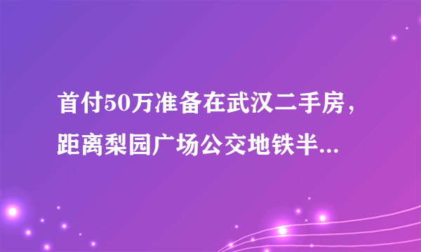 首付50万准备在武汉二手房，距离梨园广场公交地铁半小时车程，新一点的小区有哪些？