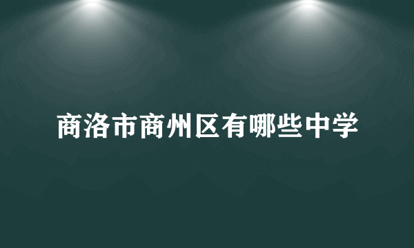 商洛市商州区有哪些中学