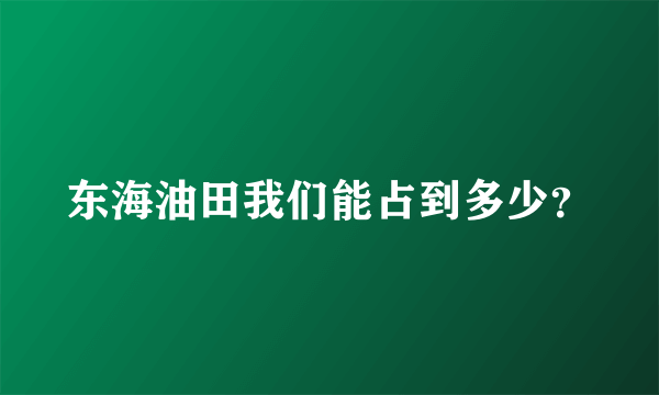 东海油田我们能占到多少？