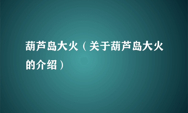 葫芦岛大火（关于葫芦岛大火的介绍）