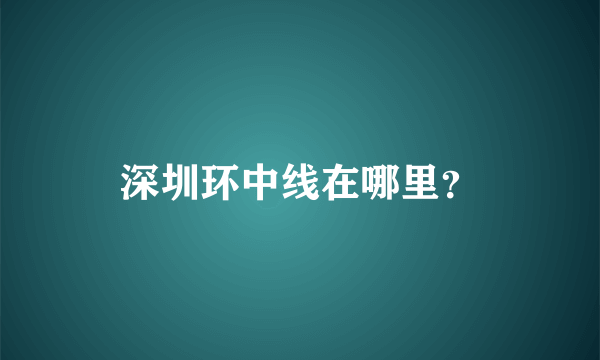 深圳环中线在哪里？