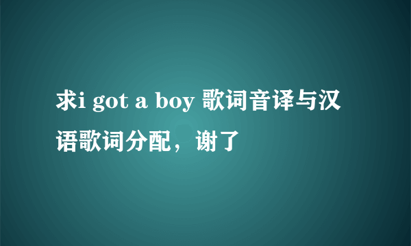 求i got a boy 歌词音译与汉语歌词分配，谢了