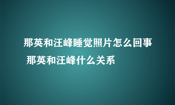 那英和汪峰睡觉照片怎么回事 那英和汪峰什么关系