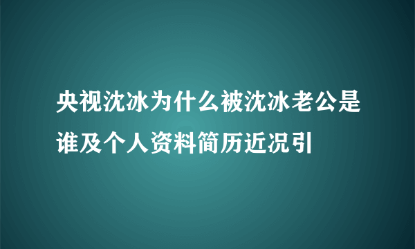 央视沈冰为什么被沈冰老公是谁及个人资料简历近况引