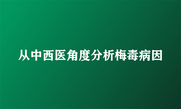 从中西医角度分析梅毒病因