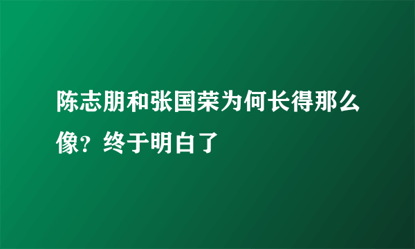 陈志朋和张国荣为何长得那么像？终于明白了