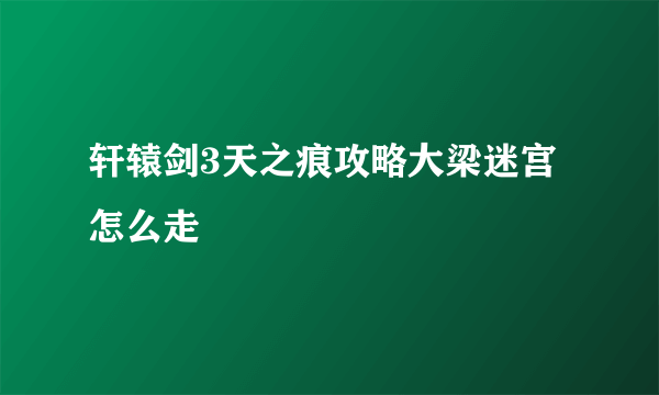 轩辕剑3天之痕攻略大梁迷宫怎么走