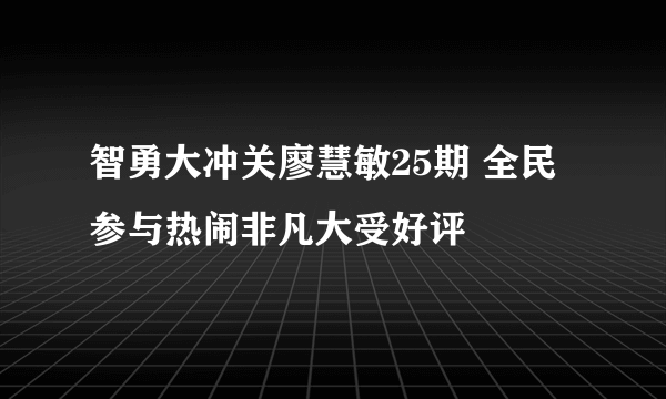 智勇大冲关廖慧敏25期 全民参与热闹非凡大受好评