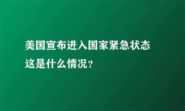 美国宣布进入国家紧急状态 这是什么情况？