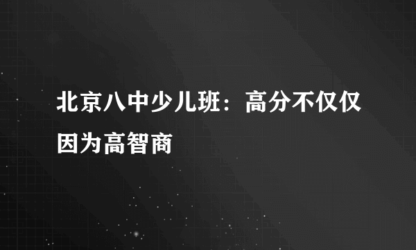 北京八中少儿班：高分不仅仅因为高智商