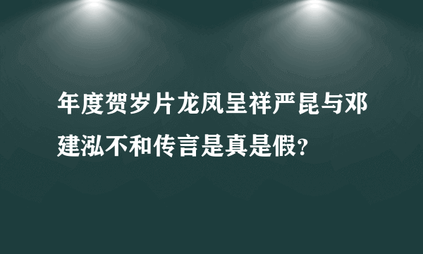 年度贺岁片龙凤呈祥严昆与邓建泓不和传言是真是假？