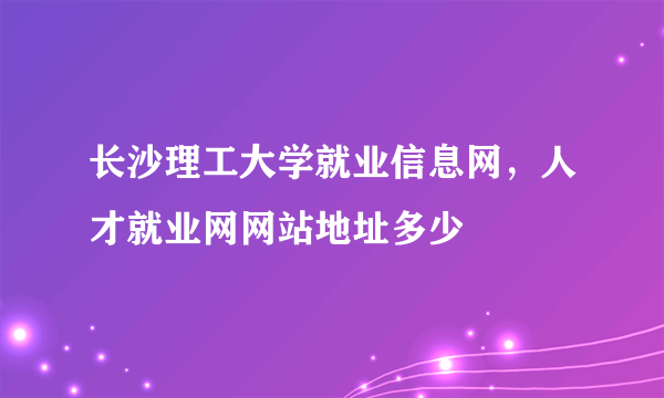 长沙理工大学就业信息网，人才就业网网站地址多少