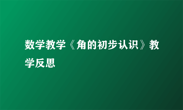 数学教学《角的初步认识》教学反思