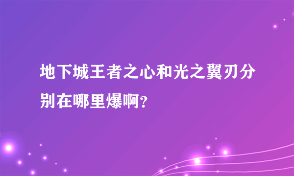 地下城王者之心和光之翼刃分别在哪里爆啊？