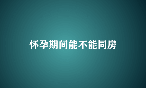 怀孕期间能不能同房