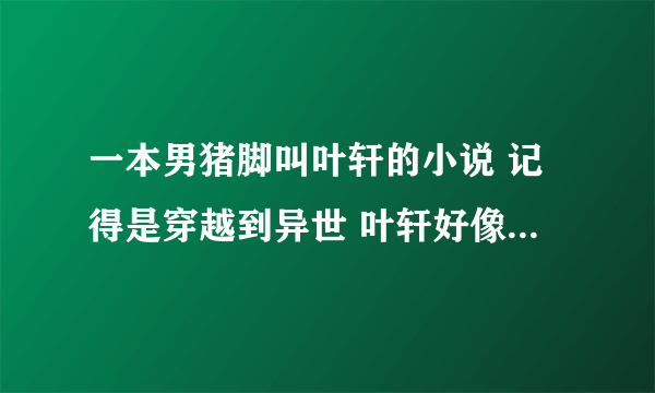 一本男猪脚叫叶轩的小说 记得是穿越到异世 叶轩好像是他原来的名字 开头被名叫约翰的夫妇收养