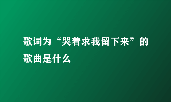 歌词为“哭着求我留下来”的歌曲是什么