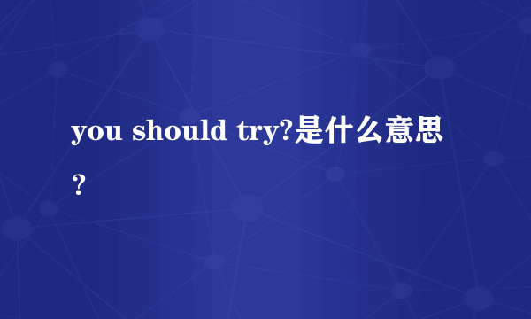 you should try?是什么意思？