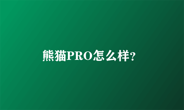 熊猫PRO怎么样？