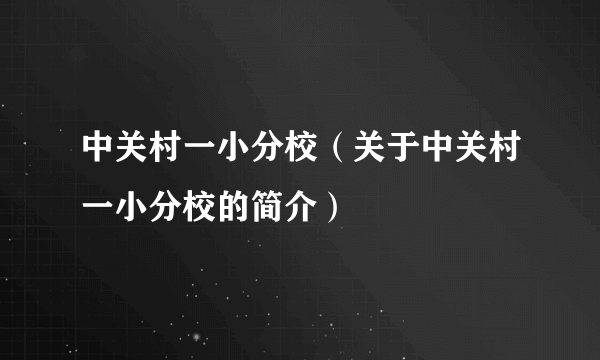 中关村一小分校（关于中关村一小分校的简介）