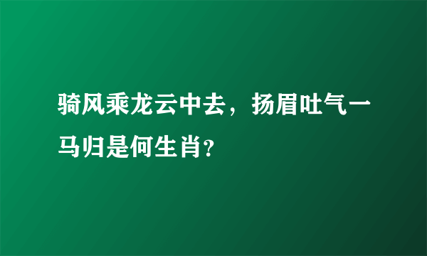 骑风乘龙云中去，扬眉吐气一马归是何生肖？