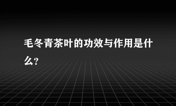 毛冬青茶叶的功效与作用是什么？