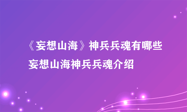 《妄想山海》神兵兵魂有哪些 妄想山海神兵兵魂介绍