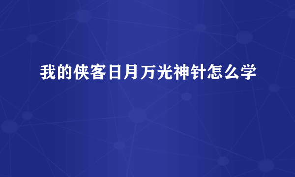 我的侠客日月万光神针怎么学