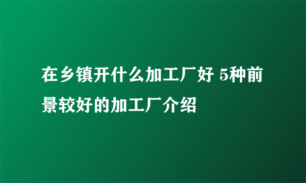 在乡镇开什么加工厂好 5种前景较好的加工厂介绍